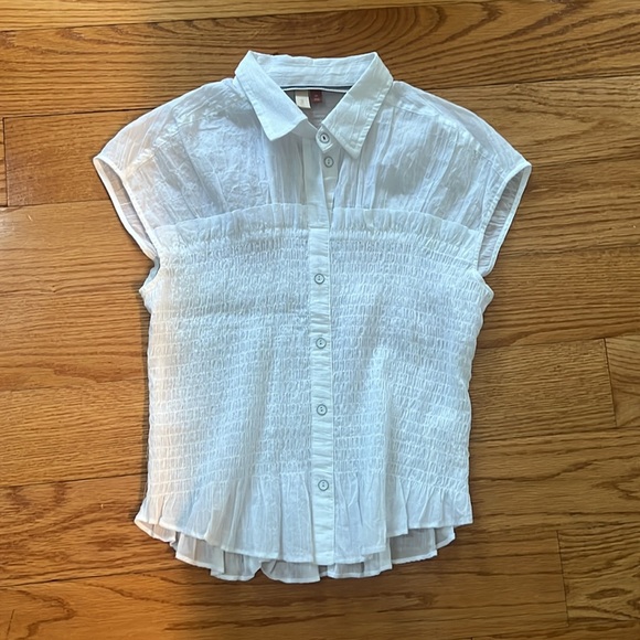 Anthropologie Pilcro Smocked Corset Blouse in White - Picture 3 of 6